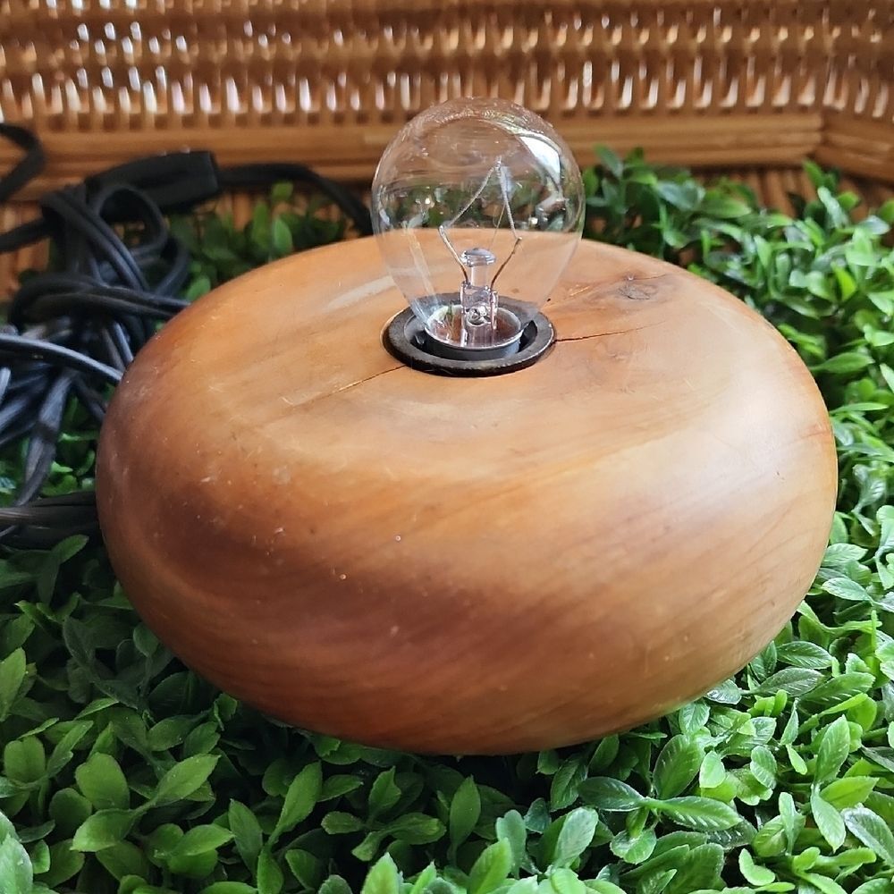Vintage Carved Made In Bermuda Wooden Minimalist Lamp